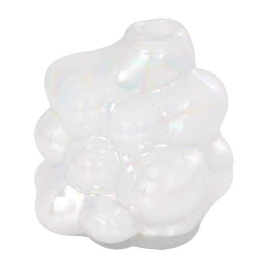 8" Clear Abstract Handmade Bubble Glass Vase